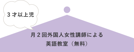 3才以上児　月２回外国人女性講師による英語教室（無料）